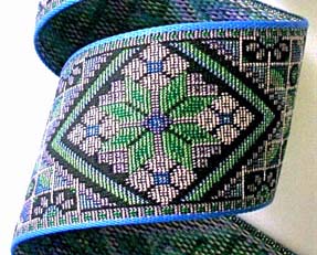 GP401 2" Geometric (per yds) (slight Met) CAPRI BLUE/LAV/GREEN