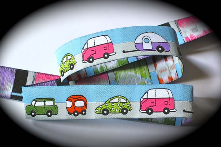 Cars, Camper & Buses 1" (3 yds) Blue, Orchid, Olive, Lime