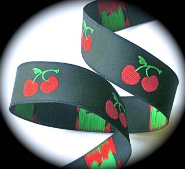 CHERRY (3 yds) 5/8" NAVY W/RED CHERRY