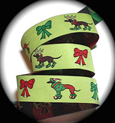 Dog Christmas - 1" LIME/GREEN/RED (3 YDS)