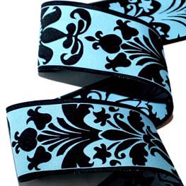 DAMASK DESIGN2A - 1 7/8" (10 YDS)BLUE/BLACK