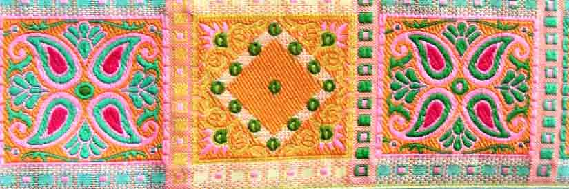 Da Vinci11 1 7/8" (3 YDS)  peachy coral/turq/pink