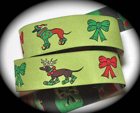 Dog ChristmasA 1" LIME/GREEN/RED (25 YDS)