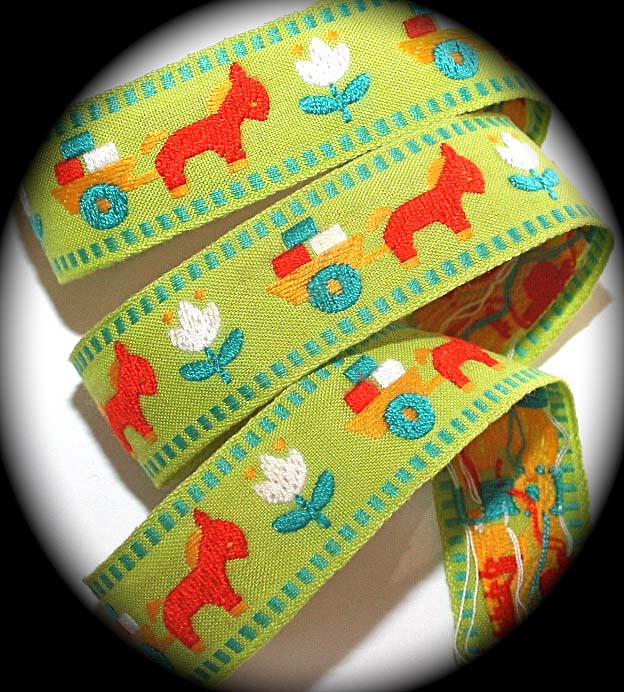 DONKEY/CART - 1" KIWI/RED/TURQ (3 YDS)