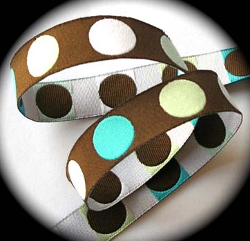 DOT 98A 5/8" (25 yds) Brown/Aqua/Sage/White Woven