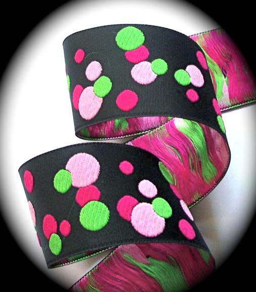 DOTS2AA 1 1/2" (3 yds) BLACK/PINK/LIME