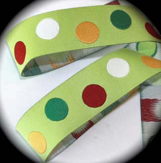 DOTS 7/8" GREEN/GOLD/MAROON (3 YDS)