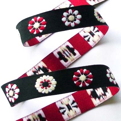 FLORAL55B 5/8" (27 YDS) BLACK/ WHITE/RED/CREME