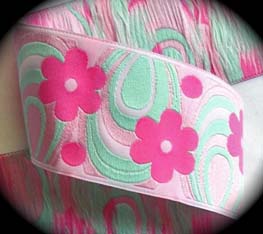 FLOWER POWER45 1 7/8" (3 YDS) PINK/AQUA/LT. PINK-retire