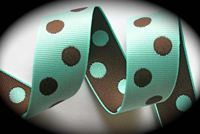 GPD197 1" (3 yds) AQUA/BROWN REVERSIBLE