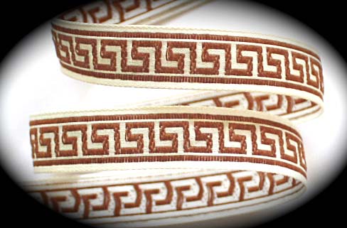 GREEK KEY - 5/8" BROWN/WHITE (3 YDS)