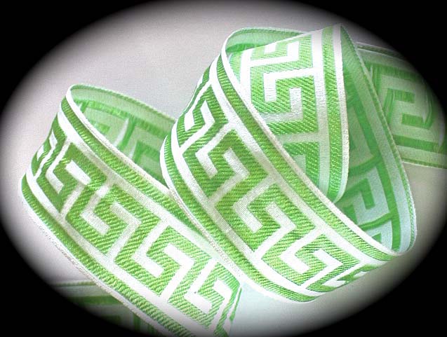 GREEK KEY7 - 1 1/2" LIME/WHITE (3 YDS)