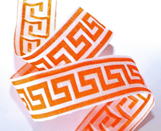 GREEK KEY6 - 1 1/2" ORANGE/WHITE (3 YDS)