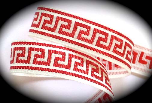 GREEK KEY - 1" RED/WHITE (3 YDS)