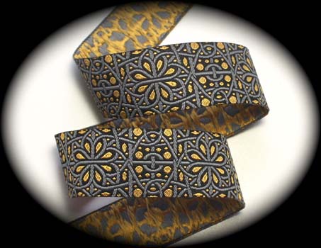 Hidden Gems 9107a 1" x 25 yards Black, Gray and Gold