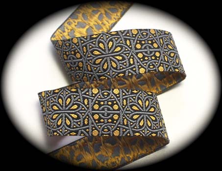 Hidden Gems 9107 1" x 3 yards Black, Gray and Gold