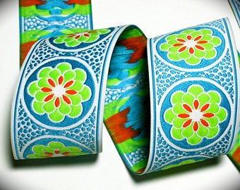 Daisy Dot Flower 1 7/8" x 3 yes Turquoise, Orange, Lime