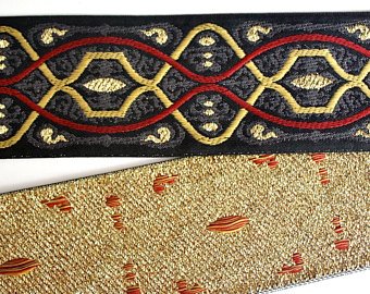 Renaissance Ribbon 1 7/8" x 1y Black, Gray/Lav, Wine, Old Gold