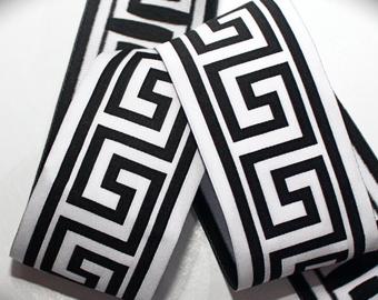 GREEK KEY 1 7/8" Black and WHITE (per yard)