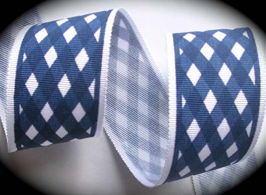 BASKETWEAVE1 - 1 1/2" LATTICE BLUE/WHITE (3 YDS) RAYON/COTTON