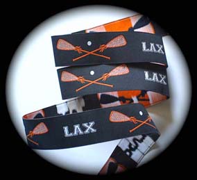 Lax Rackets & Wording2 - 1" (3 yds)Navy, Orange & White-Lacrosse