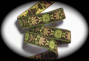 MP108d 5/8" (3 yds) Mixed Pinwheel Zinnia-Brown, Olive and Rose