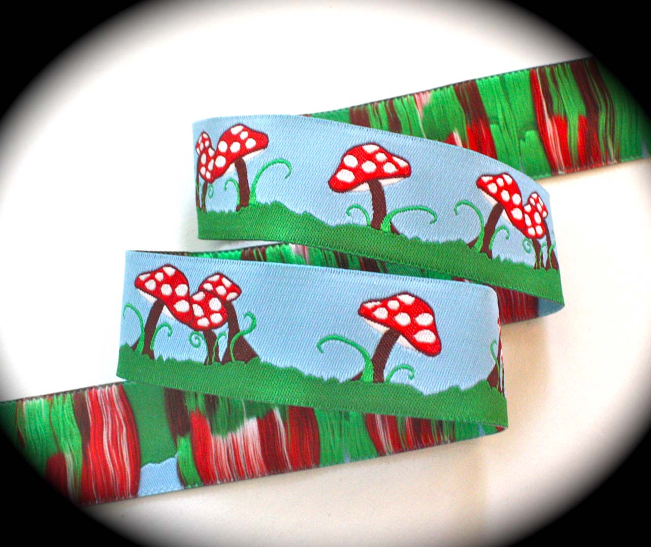 Mushroom2015 1" x 3 yds Blue, Red, White, Brown