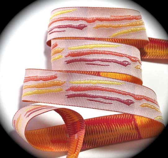 Painters Brush Ribbon - 1" 3 yards coral, coral and pale yellow