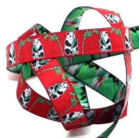 Panda Ribbon 5/8" x 3 y Red Black Green White