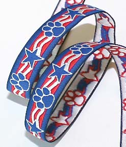 PAW PRINT/STAR 5/8" (3yds) ROYAL/RED/WHITE