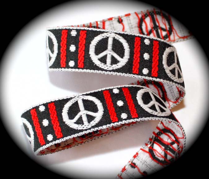 PEACE SIGN2- 1" (3 yds) BLACK/RED/WHITE