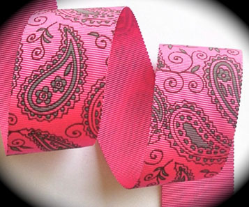 112ac177cl 1 1/2" (3 YDS) PINK/SOFT GREY PAISLEY ACETATE