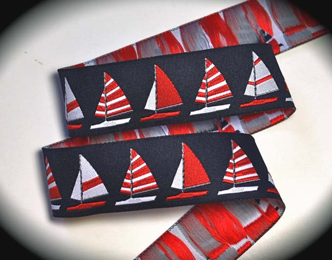 Sailboat2015 B  -5/8' X 18 yds -Navy, Red and White **BACK