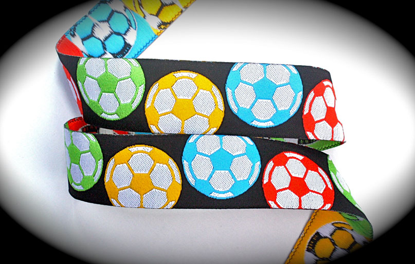 Soccer2013 1" x 3 yds Blk, Wh, Blue, Lime, Orange, Yellow Woven