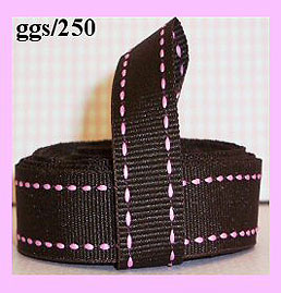 ggs22234A 5/8" (5 YDS) Brown /Pink Saddle Stitch