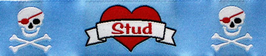 SKULL STUD2SALE 5/8" (25 YDS) Blue, Red, White SALE
