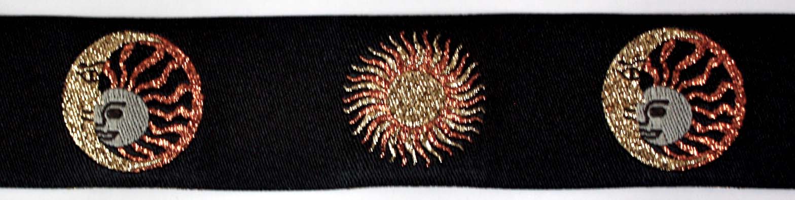 Metallic Sun/Moon 1" x 3 yards Black, Copper, Gold Metallic