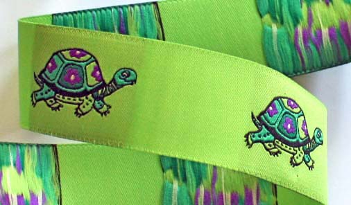 TURTLE1 (3 yds) 1 1/8" LIME  FLOWER TURTLE DAMASK SPECIAL!