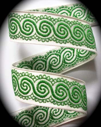 VINTAGE1569 1" NATURAL/EMERALD SWIRLS2 (5 YDS)l