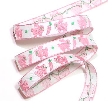 BUNNY RABBIT1 1/2" WHITE/PINK (3 YDS)